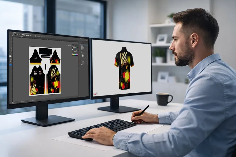 froops Designer gestaltet ein Trikot am Bildschirm